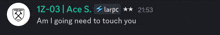 a screenshot of a text message between ace s. and larpc