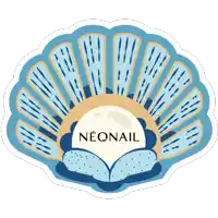 a sea shell with a pearl in it and the word neonail on it