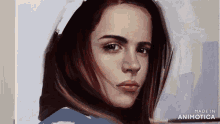 a painting of a woman with the words made in animatica on the bottom