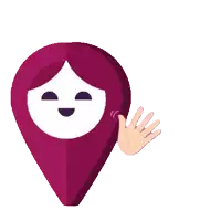 a map pin with a woman 's face on it
