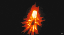 a cartoon drawing of a person with a sword surrounded by flames