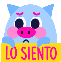Sad Piggy Bank Holding A Sign Saying I'M Sorry In Spanish Sticker - Amorcito And Bebé Sorry Teary Stickers