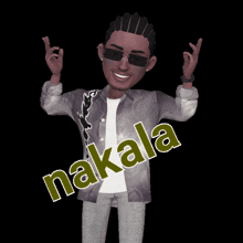 a cartoon character is wearing sunglasses and a shirt that says nakala on it
