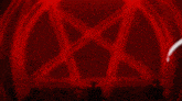 a group of people are standing in a circle with a pentagram on it
