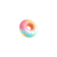 a rainbow colored donut with sprinkles on it on a white background