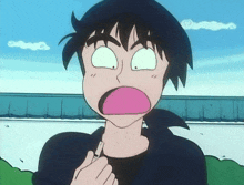 a cartoon character is making a surprised face with his mouth open