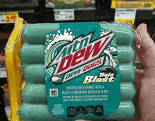 a package of baja blast mountain dew dogs