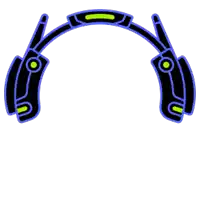 a pair of blue and black headphones with a green stripe on the side