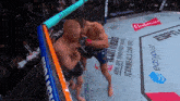 two men in a boxing ring with a budweiser ad