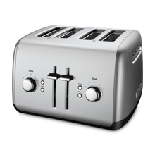 a kitchenaid toaster with four slices of toast