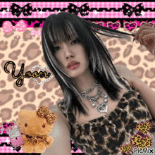 a picture of a girl with a hello kitty and the name yoon