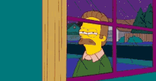 Suspicious Ned Flanders GIF