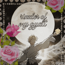 a picture of a man holding a cupcake with the words rizzler of my gyualli