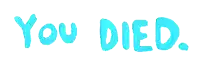 the word you died is written in red letters on a white background