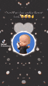a tiktok video that says " new put that cookie down fonk " on it