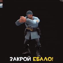 a cartoon soldier holding a sign that says " get in "