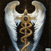 a picture of a caduceus with wings and a snake on it