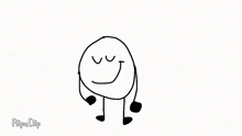 a black and white drawing of a cartoon character with a smiley face and arms and legs .