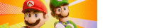 two cartoon characters , mario and luigi , are standing next to each other .