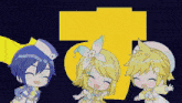 a boy and two girls are standing next to each other