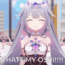 a picture of a girl with a crown on her head and the words that 's my oshi !!!
