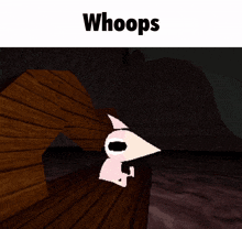 a cartoon drawing of a dog with the word whoops above it