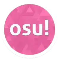 a pink circle with the word osu written inside of it .