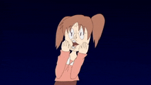 a cartoon of a girl with her mouth open