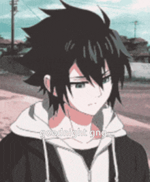 a picture of a boy with the words goodnight gng on the bottom