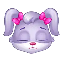 a purple rabbit with a pink bow on her ears