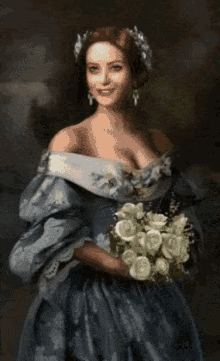 a painting of a woman with a wreath on her head .