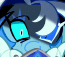 a close up of a cartoon character 's blue eyes