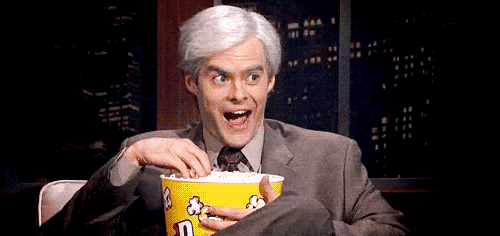 Popcorn Obsession GIF - Popcorn Billhader Snl - Discover & Share GIFs