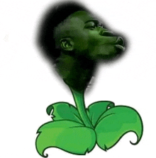 a cartoon drawing of a plant with a man 's face on it