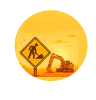 an apidutos logo with a construction sign