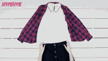 lara jean outfit skirt checkered shirt cute style