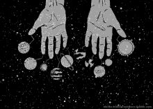 puppet space hands planets starry