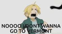 a cartoon of a boy being attacked by a monster with the words nooo i dont wanna go to vermont