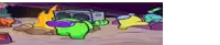 a group of among us characters are sitting around a campfire wearing sunglasses .