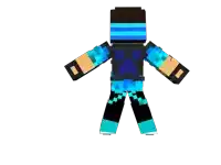 the back of a minecraft character wearing a blue and black outfit