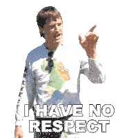 a man wearing a shirt that says ' i have no respect ' on it