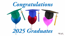 congratulations to the 2025 graduates with balloons and caps