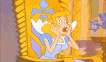 a cartoon of a woman sitting in a chair