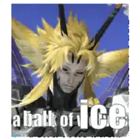 a picture of a video game character with the words " a battle of ice "