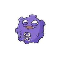 a cartoon drawing of a purple monster surrounded by clouds