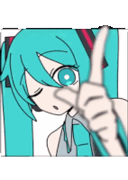 a cartoon of a girl with blue hair giving a thumbs up .