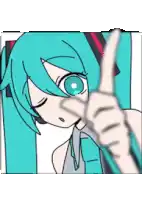 a cartoon of a girl with blue hair giving a thumbs up .