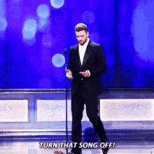 Justin Timberlake Turn That Song Off GIF - Justin Timberlake Turn That Song Off Award GIFs