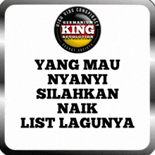 a germanium king family advertisement that is black and silver