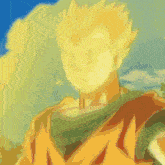 a close up of a cartoon character 's face with yellow hair